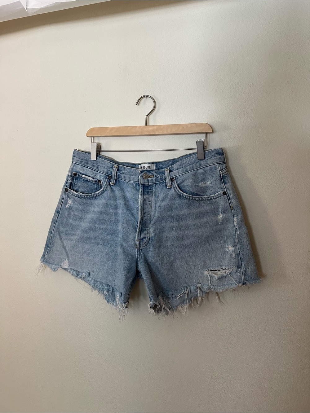 Agolde denim cut off shorts